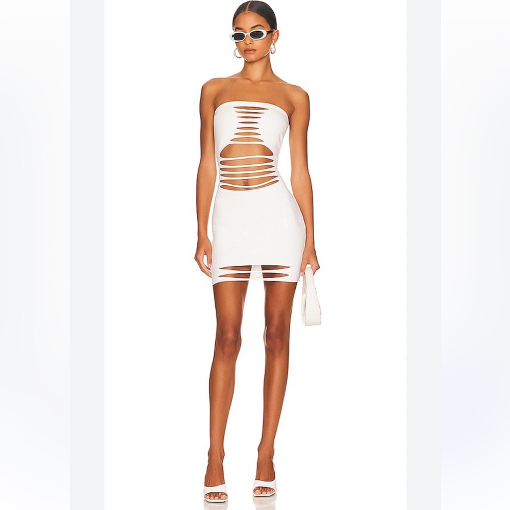REVOLVE White Strapless Cutout Mini Dress